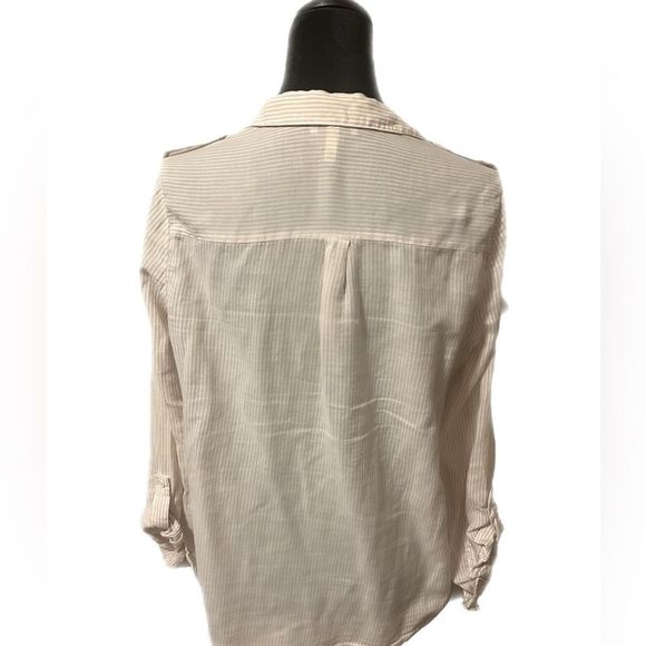Joie light pink and white striped button up blouse size small - Picture 2 of 3